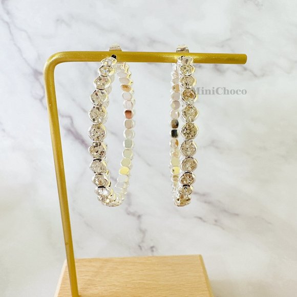 4.5 cm Crystal Hoop Earrings - Picture 4 of 8